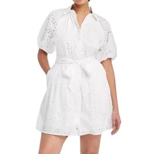 NWT A New Day White Eyelet Mini Dress Size Small (missing sash)